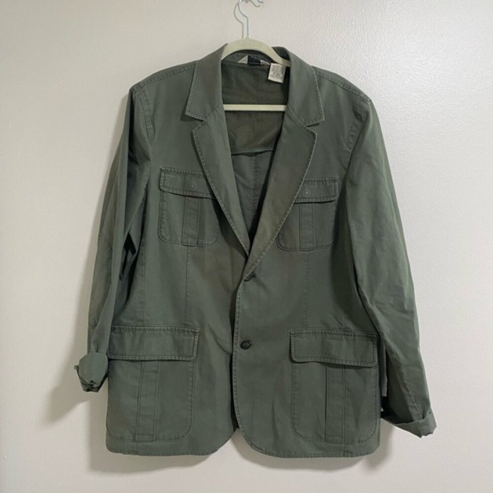 LL Bean Green Safari Blazer Jacket Fishing Hunting Size 46R